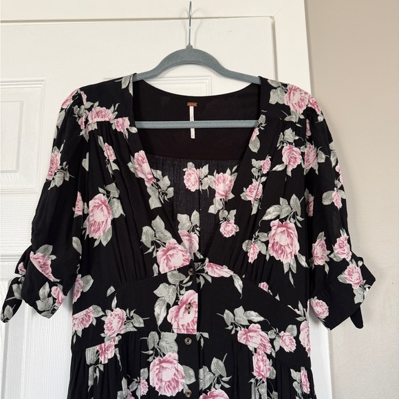 Free People Floral Button Down Midi Maxi Dress Flowy Boho Summer - Picture 3 of 13